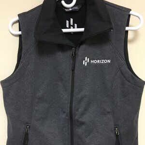 North Face Women's Vest Windwall Fleece Vest Gray Horizon Logo NEW! - Med - New!
